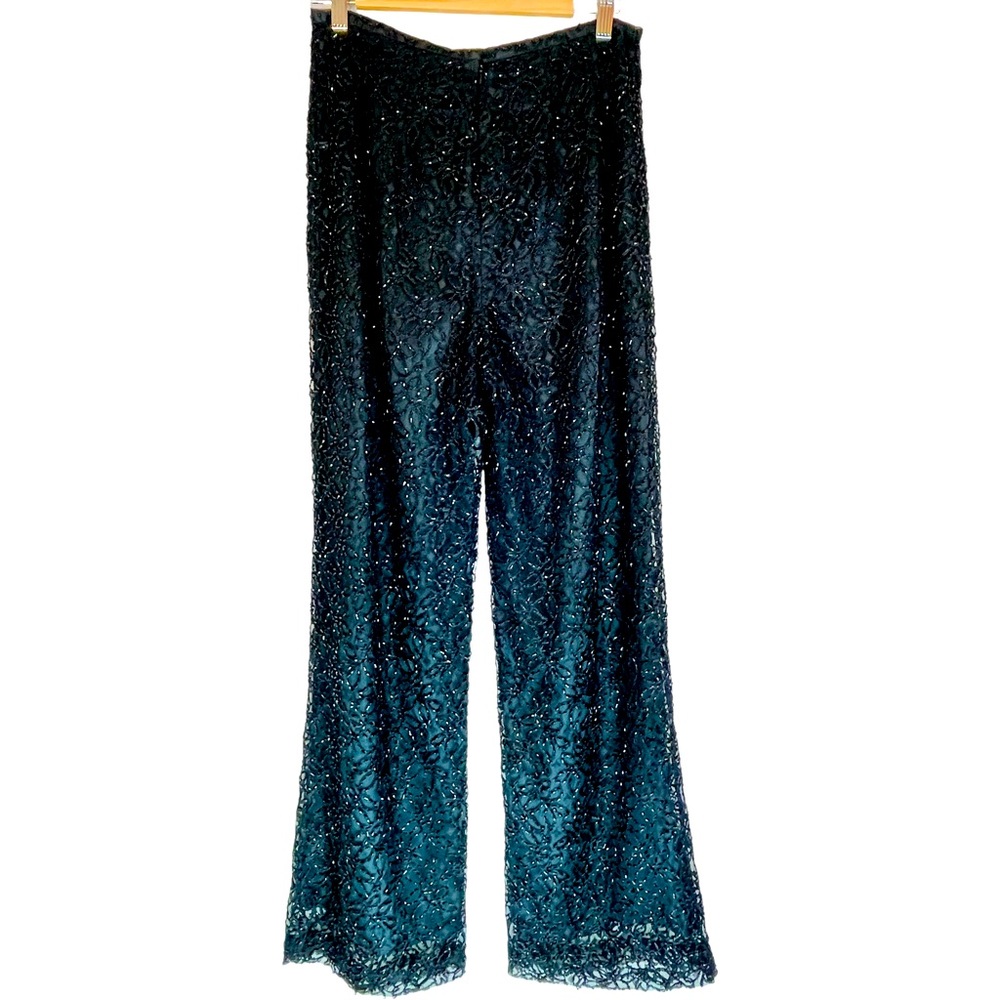 Vintage ZOLA EVENING Black Beaded Wide Leg Pants Sz 10‎ Party Holiday Formal